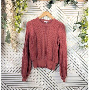 JOIE Women's Jaeda Pointelle Cashmere Cotton Knit Sweater Long Sleeve Size Small